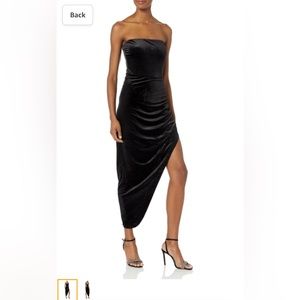 Norma Kamali Strapless Side Drape Gown - Black Velvet